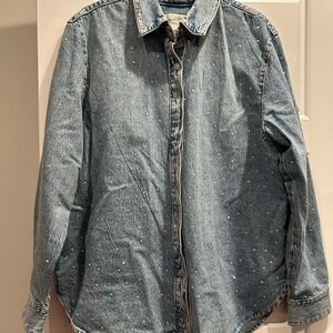 Universal Thread Denim Rhinestone Button-Up Shirt size large